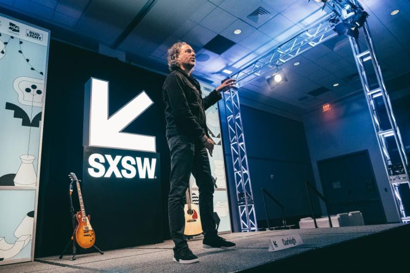 James “JC” Curleigh, President and CEO of Gibson delivers a featured talk at SXSW 2019 at the Austin Convention Center. Credit Ryan Vestil.