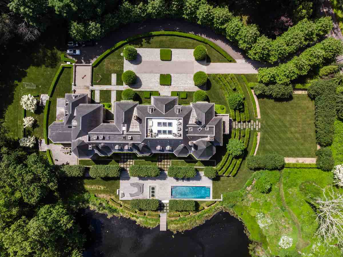 Aerial view $15M European-Style Connecticut Chateau