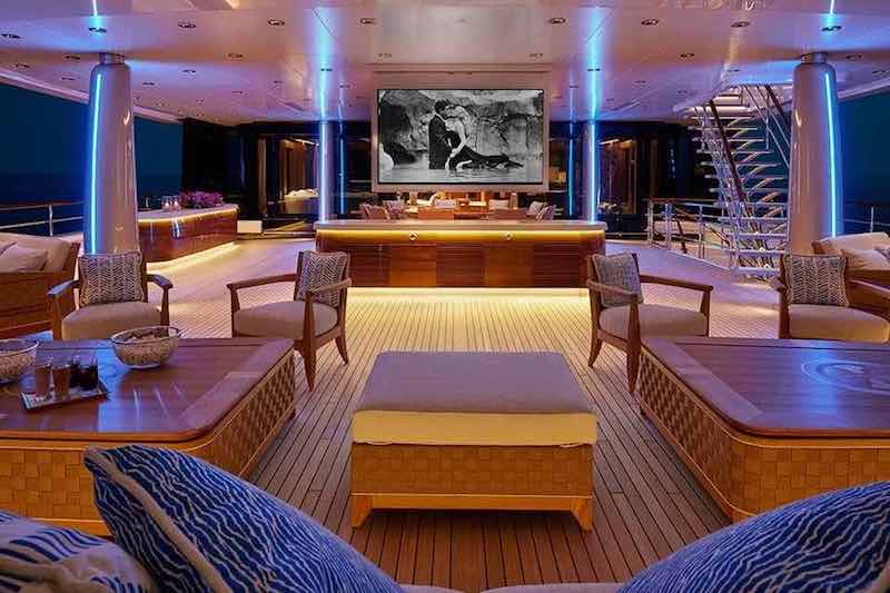 navy blue mega yacht